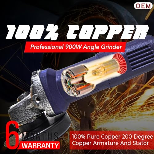 Image of OEM Professional Angle Grinder Sleek Model With 900 W Real Power Heavy Duty Grinder With 6 MONTHS WARRANTY (AG410-4Inch / 100MM / 4 inch)