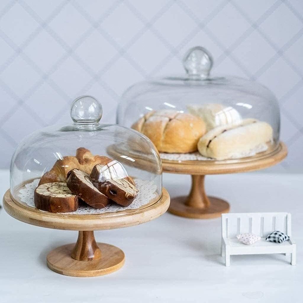 9/11/13 Inch Dessert Rack Tall Wooden Dessert Plate High-end Banquet Pastry Tray Glass Sushi Dust Preservation Cover (Color : 28.528.528.5cm) (28.5 * 28.5 * 28.5cm) image 2