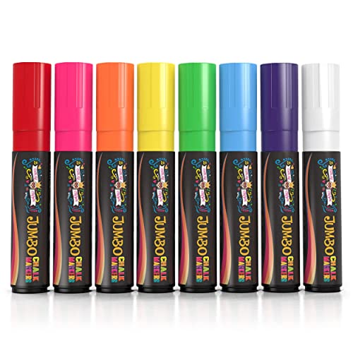 Image of CHALKY CROWN Jumbo Liquid Chalk Markers - Bold Colors - 8 Pack, 15mm