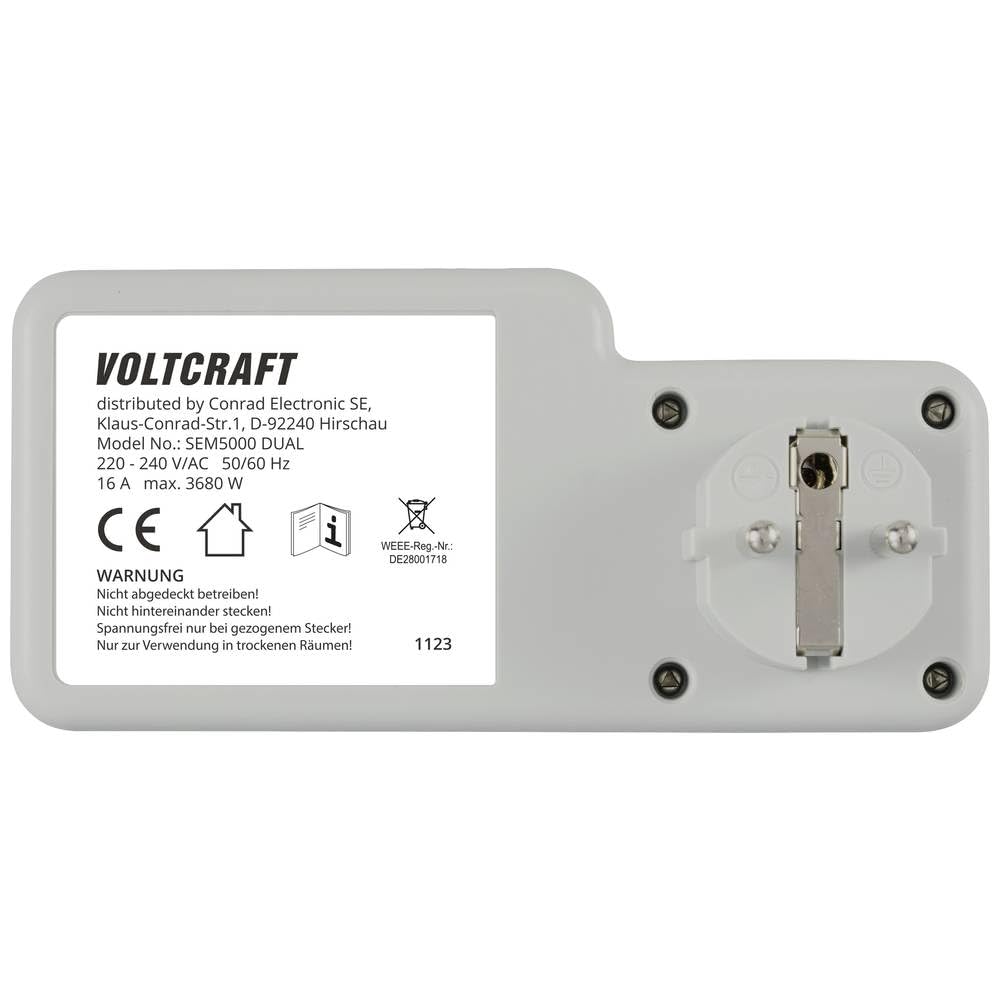 VOLTCRAFT SEM5000 DUAL Energiekosten-Messgerät Kostenprognose, Alarmfunktion, Stromtarif einstellba