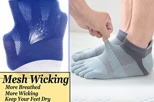 Men Toe Socks No Show Cotton Low Cut Athletic Running 5 Finger Wicking 9 Pack2