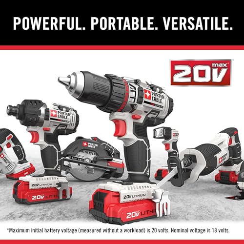 PORTER-CABLE 20V MAX* 6 Tools Combo Kit Cordless Drill Set, Impact Driver, Circular Saw, Reciprocating Saw, Oscillating Tool, Cutting Blade, Flashlight and USB Charger (PCCK617L6) thumbnail 9