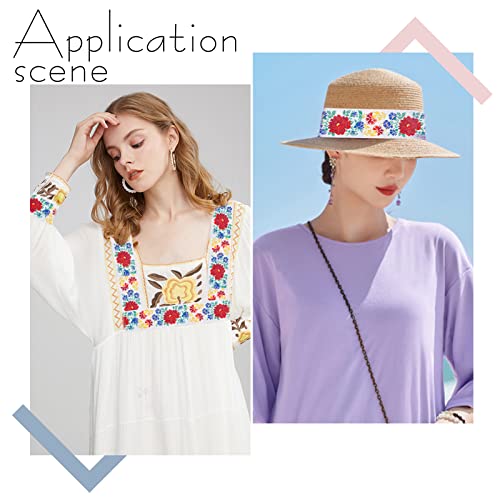 Cinta jacquard de 2 pulgadas con ribete floral vintage bordado denso para manualidades boho 3