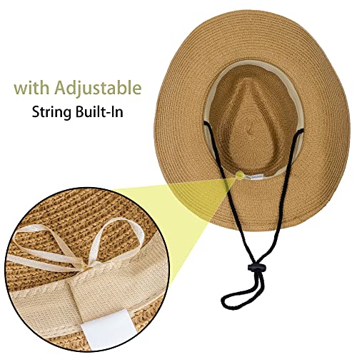 Toddler Straw Cowboy Hat Kids Western Cowboy Cowgirl Hat Summer Beach Sun Hat with Belt Buckle for 2-4 Years4