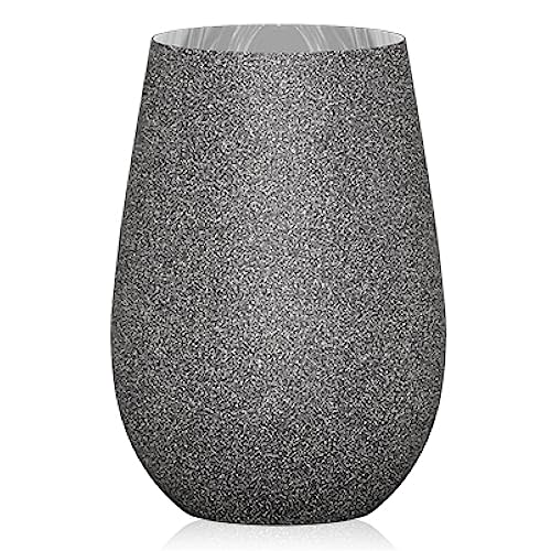 Stölzle Lausitz Longdrinkgläser Stones Basalt Dunkelgrau 6er-Set 465 ml – Allroundbecher für Wasser, Saft & Cocktails – Hochwertige Trinkgläser in Steinoptik – Spülmaschinengeeignet & stoßfest
