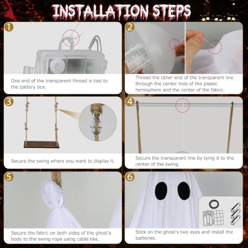 2-Pack BAICIWE 4-8FT Adjustable Hanging Halloween Spooky Swinging Ghost Decoration w/ Remote (Warm White) 24.99 + Free Shipping + 50% Off Code ATR8F22Q - image 6