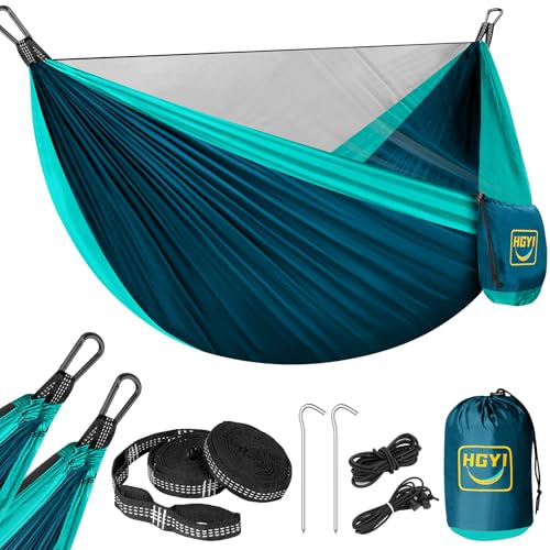 Image of Camping Hammock Mosquito Net,Double & Single Portable Hammocks Hammocks with 2 Tree Straps,Hammock Tent for Travel Camping,Camping Accessories for Indoor Outdoor Hiking Backpacking Backyard Beach