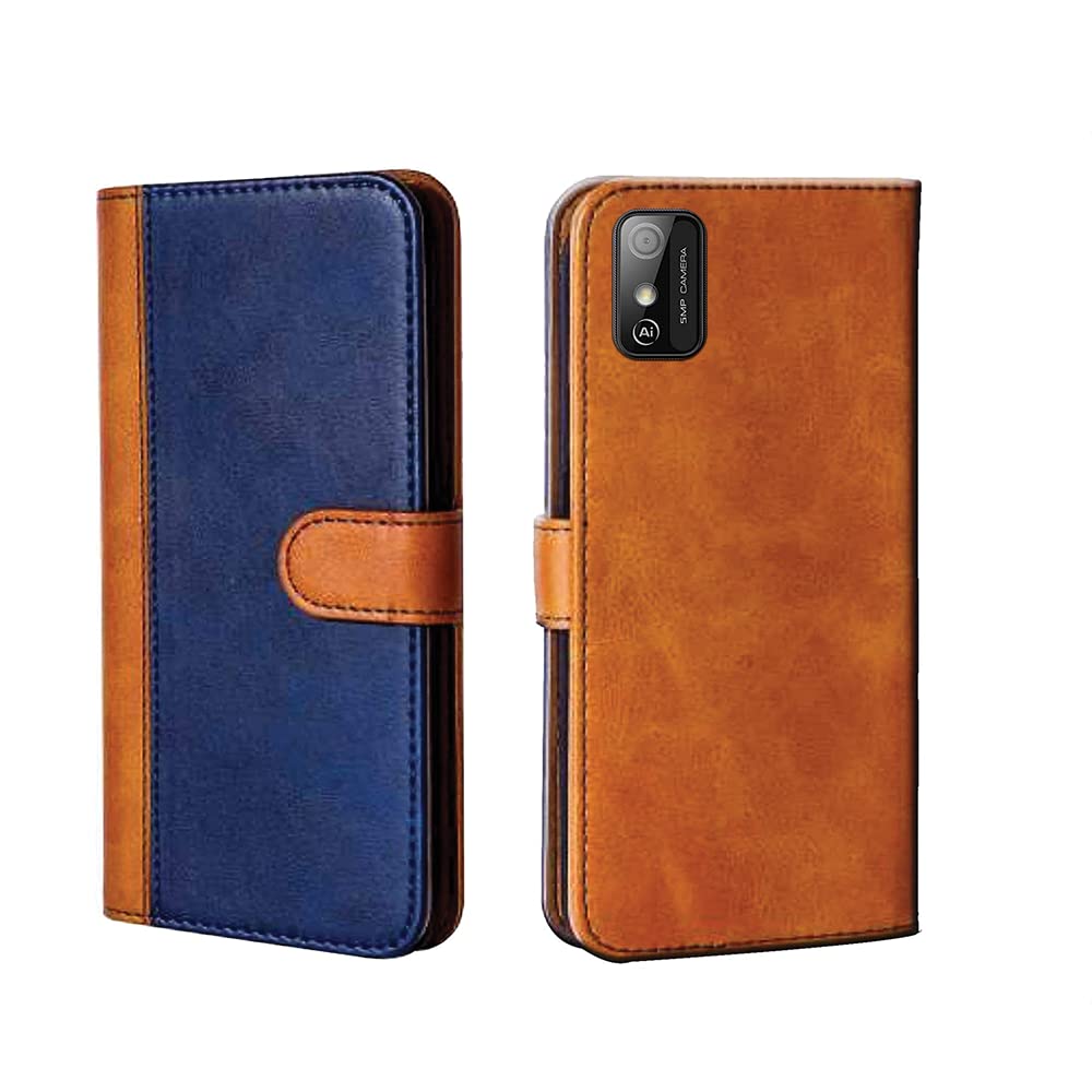 Pinaaki Enterprises Lava Z21 Flip Case | Premium Leather Finish Flip Cover | with Card Pockets | Wallet Stand |Complete Protection Flip Cover for Lava Z21 Beige