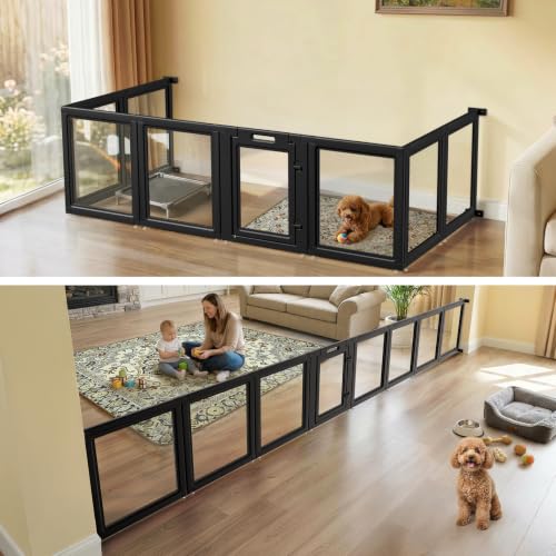 Image of FXW AuraSpace Acrylic Dog Playpen with Fence-to-Wall Anchors, 24 inchH, 8-Panel