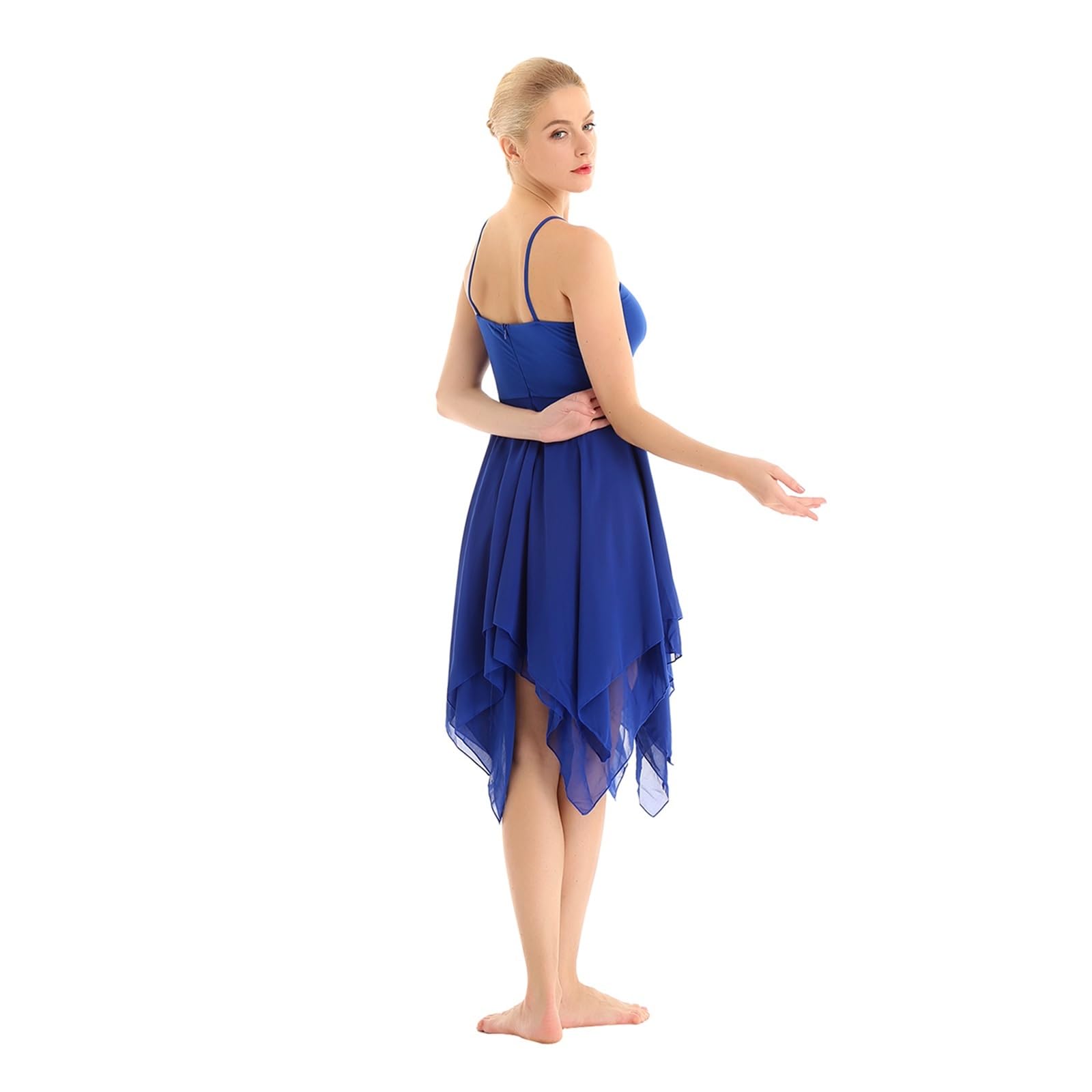 Lyric Clothing - Body da donna, senza maniche, asimmetrico, in chiffon, per danza, tutù, ginnastica, performance illusione, abbigliamento da danza (A-verde, S)