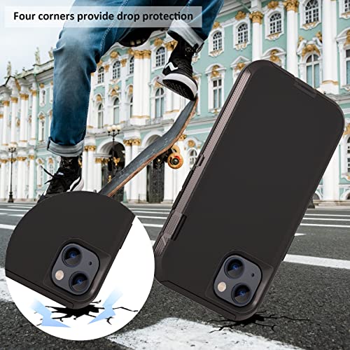 Compatible With Iphone 13 6.1 Inch Case,With Screen Protectors,Heavy Duty Rugged Shockproof Full Body Protection Kickstand Case With Belt Clip Holster For Iphone 13 Phone (Black) #TOP5
