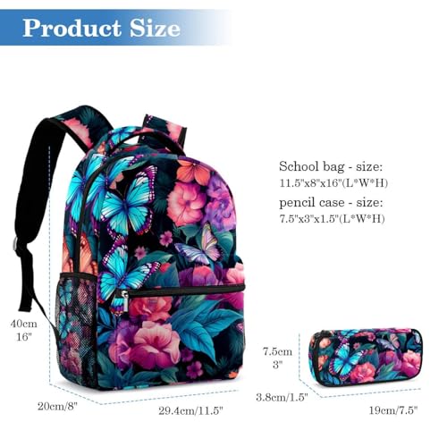 Sac à dos papillons colorés grand format pour le collège - 2