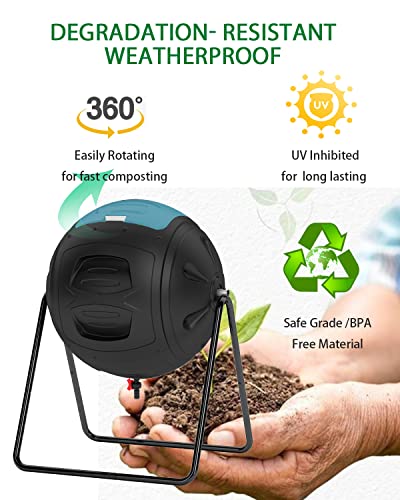 Multifunction Garden Tumbling Composter, Heavy-Duty Fast-Working Compost Bin With Easy-To-Use Drain Plugs To Collect Liquid,Blue #TOP4