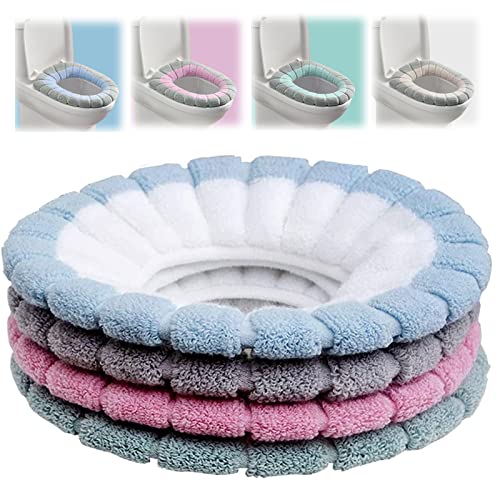 4 Pièces Épaissir Coussinets Couverture Siège Toilette Coussinets Siège Toilette Tissu Lavable Antibactérien, Facile à Nettoyer, pour Femmes, Futures Mères, Personnes âgées—Couleurs Mélangées