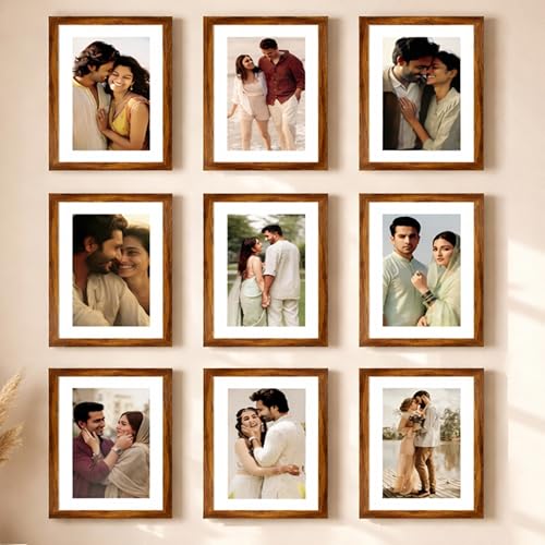 Image of Art Street Premium Photo Frame for living room, Classic Aesthetic Design Photo Frames for Photograph, Art Work, Kids Room Set of 9 (11x14 Inch, Brown)