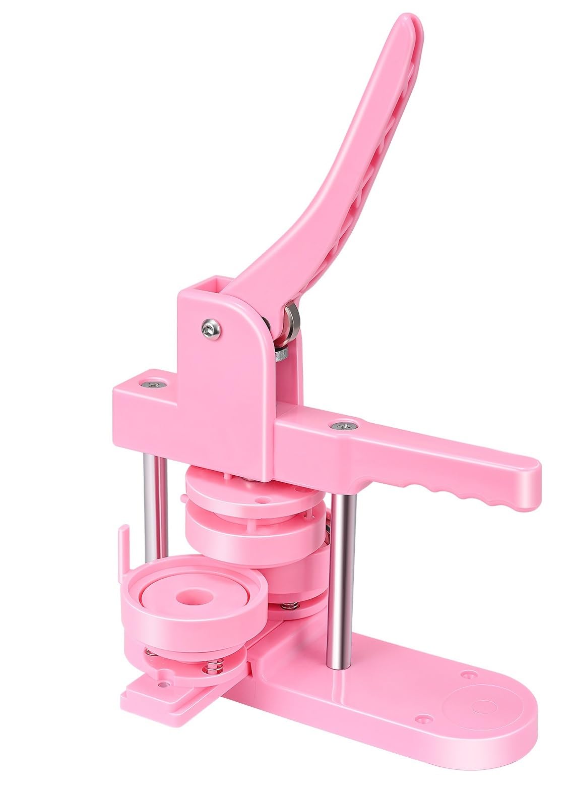 Pink Button Badge Maker Machine 32/58mm Mold Button Pin Press Machine with 100 Supplies(58mm)