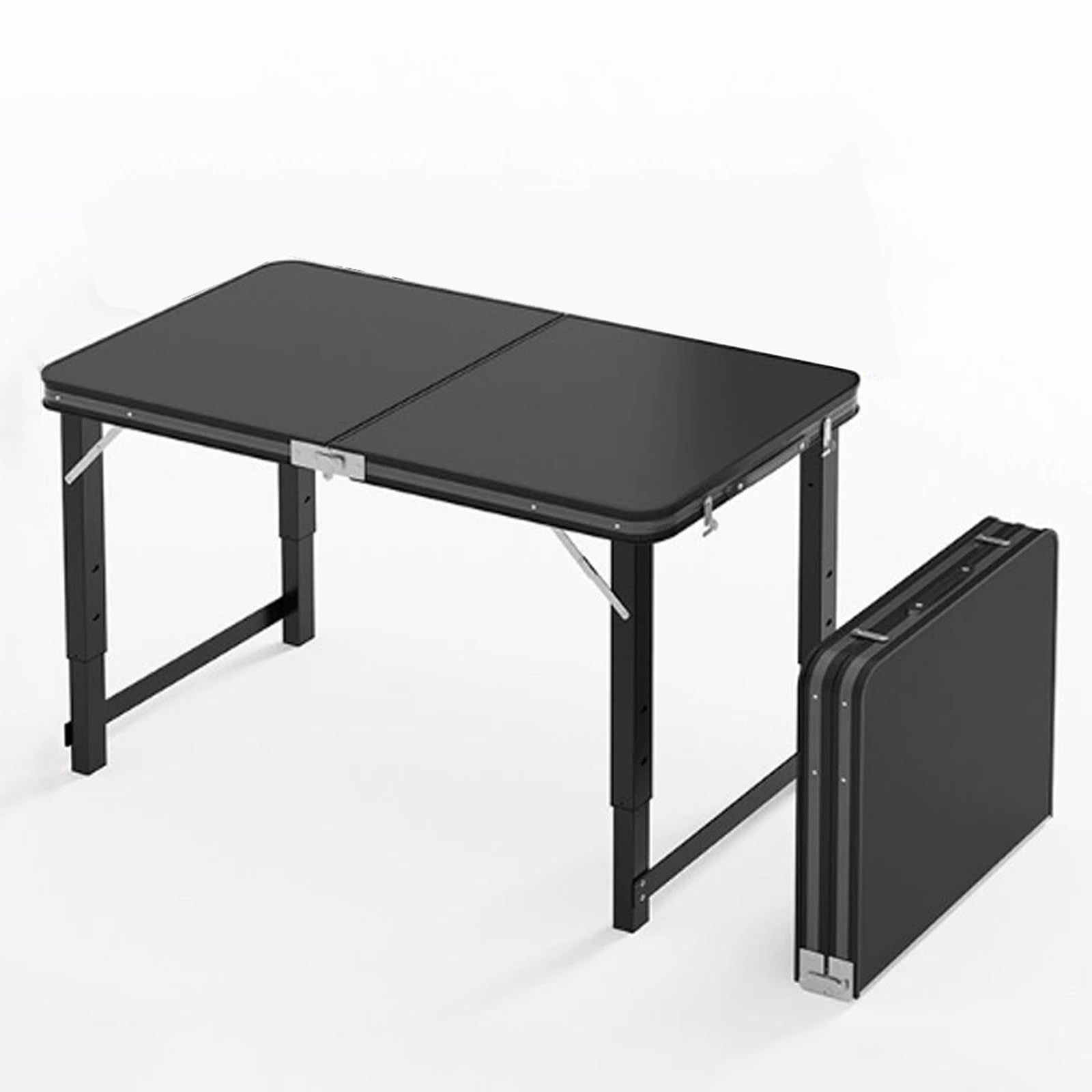 Tavolo da Campeggio Pieghevole Regolabile con 3 Altezze Portatile in Alluminio Tavolino da caffè Interno/Esterni Richiudibile con Rete di Stoccaggio(A,100X50CM)