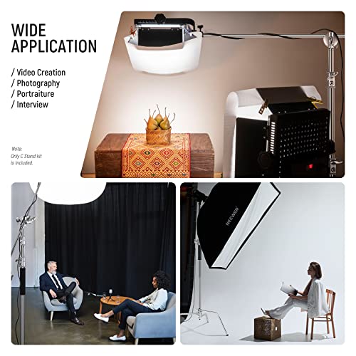 Image of NEEWER C Stand with Boom Arm Pro 100% Stainless Steel, Max 10.8ft /330cm | Air Cushion, Heavy Duty Photography Light Stand, 4.2ft /128cm Holding Arm, for Monolight Softbox Reflector