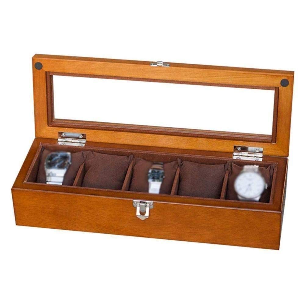 MUSUMI Scatola per Orologi Scatola per Tetto apribile in Vetro in Legno Scatola per Gioielli Scatola per Esposizione Scatola alla Moda (Nero)