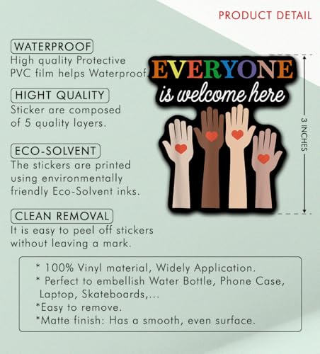 Image of (Pack of 3) Everyone is Welcome Here Idaho Teacher Vinyl Waterproof Sticker Suitable for Laptop Window Car Phone Case 3 Inches