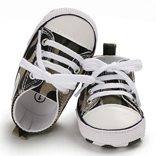 Image of Unisex Baby Girls Boys Canvas High-top Shoes, Newborn Infant Anti-Slip Soft Sole Frist Walking Breathable Sneakers