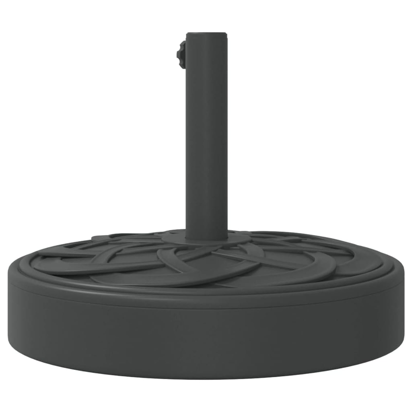 Gecheer Base per Ombrellone, Stabile con Peso 25 kg, Adattatori per Pali Ø38/48 mm, in Polietilene e Calcestruzzo, Design Curvo Nero, per Esterno e Giardino