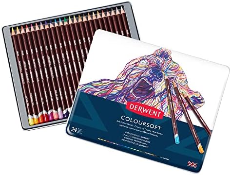 Derwent Coloursoft Colouring Pencils Tin (Set of 24),Silver