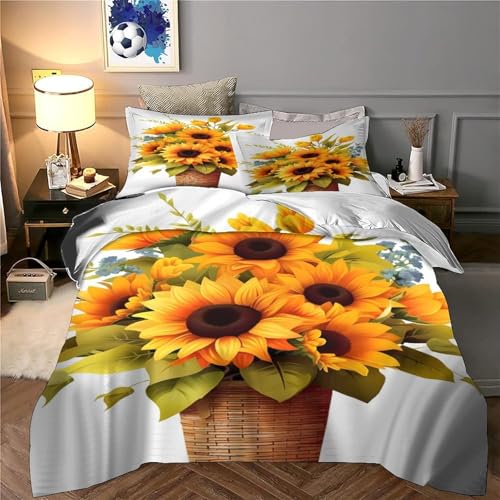 Housse de couette tournesol 3D ultra douce finitions zip - 6