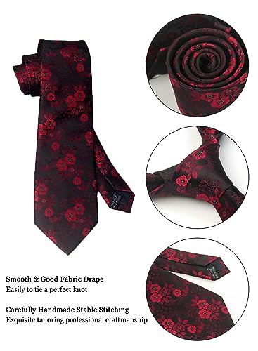 Image of Paisley Floral Mens Tie Formal Necktie Pocket Squares Ties Clips Cufflinks Classic for Men Set