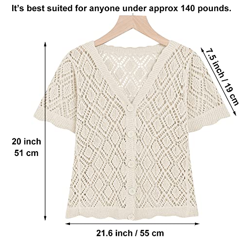 Image of Women's Open Front Knit Cropped Bolero Shrug Cardigan Sweater Short Sleeve V Neck Hollow Out Top