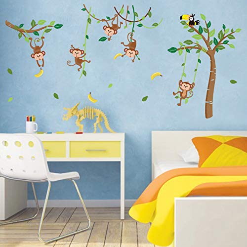 Runtoo Muursticker jungle muursticker aap boom bosdieren muursticker kinderkamer babykamer - Afbeelding 3