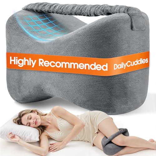 DailyCuddles Knee Pillow for Side Sleepers with Strap, Supportive Memory Foam Leg Pillow for Side...