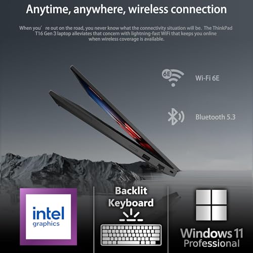 Image of Oemgenuine Lenovo ThinkPad T16 Gen 3 16 inch WUXGA IPS Display, Intel Ultra 7-155U (Beats i7-1355U), 32GB DDR5, 1TB NVMe, Webcam, WiFi 6E + BT, RJ-45, Backlit KB, FP Reader, W11P, Business Laptop