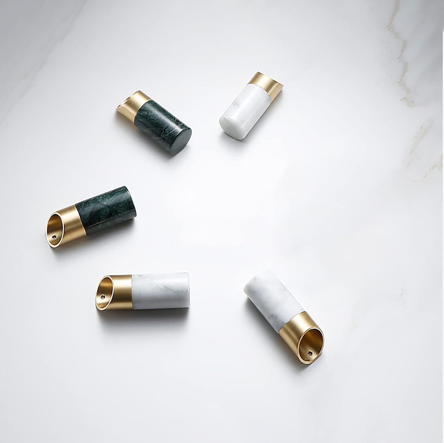 Coat Hooks Brushed Gold Robe Hook Wall Mounted Brass and Marble Towel Hook Heavy Duty Shower Hook for Kitchen, Home, Office, Dual Installation