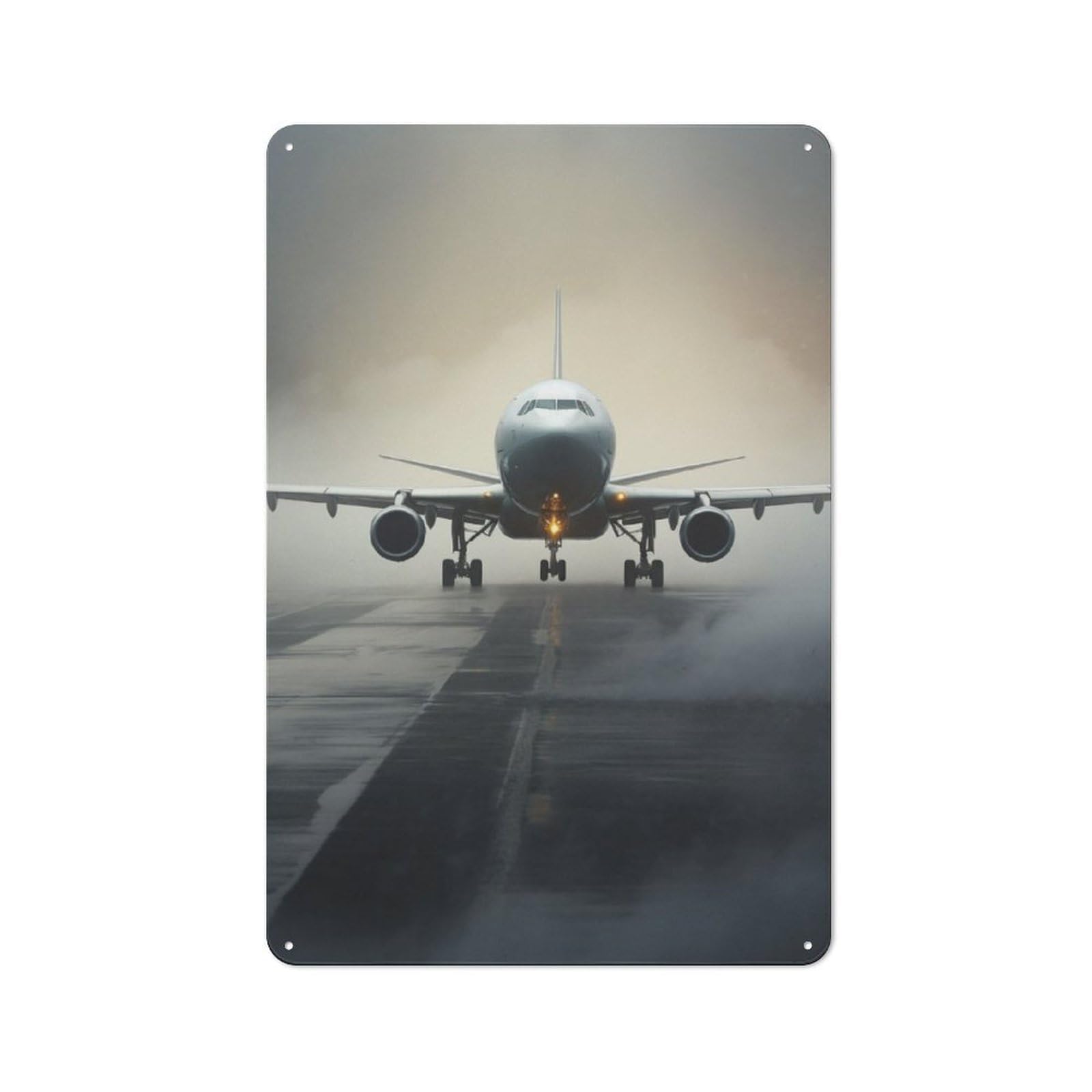 Junmoney Airliner Plane Foggy Classic Metal Wall Decor 30X20cm, Metal Wall Plaque For Office, Study, Studio Or Hallway