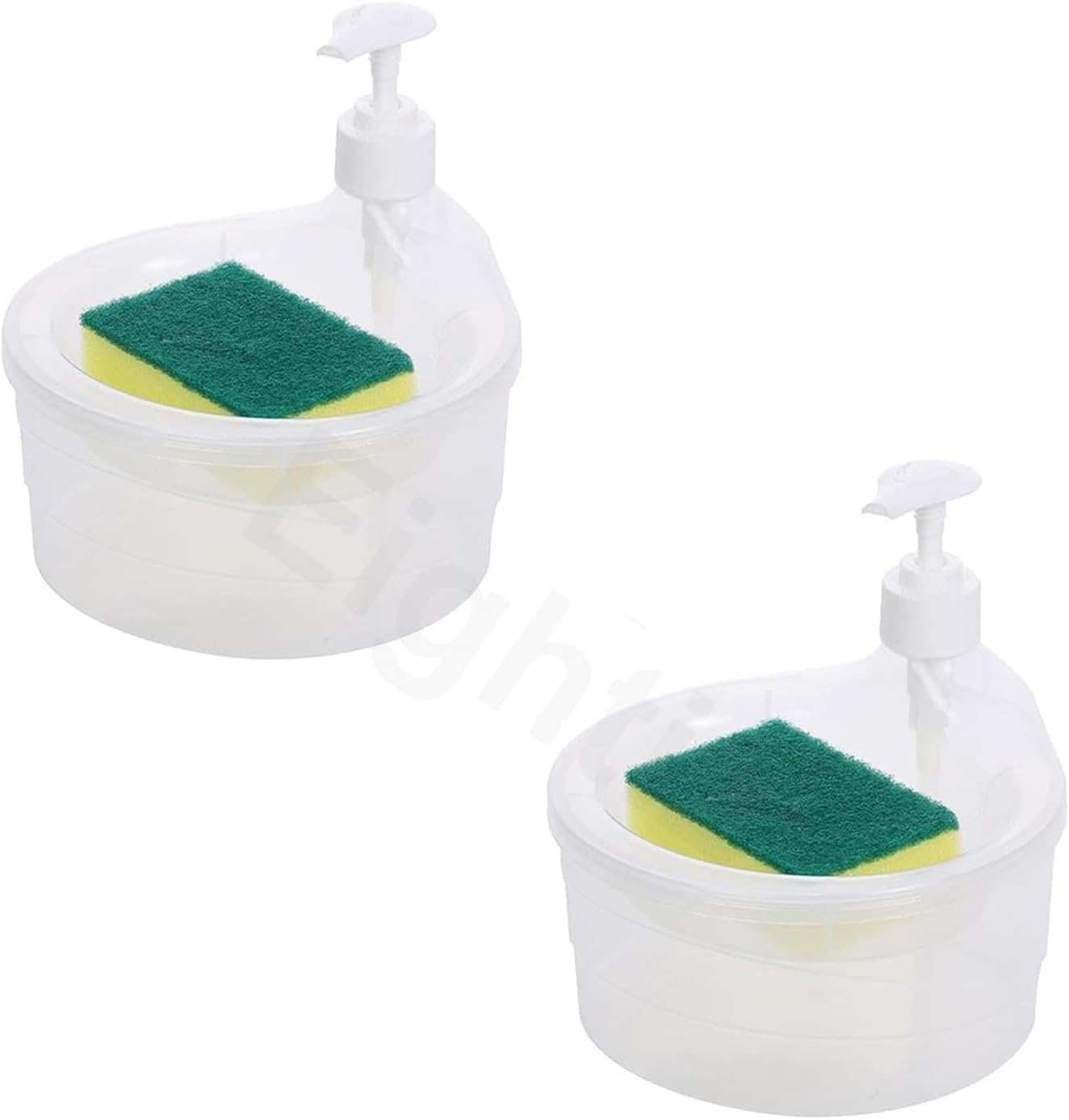 SWAPKART Plastic Pack of 2 Double Layer Soap Dispenser for Bathroom Accessories Dishwasher Liquid Holder Dispenser Pump with Sponge Holder Kitchen Sink Accessories Items