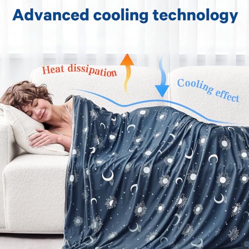 Image of inhand Cooling Blanket Throw(50 inchx60 inch) - Double Sided Cooling Blankets for Hot Sleepers, Cool Soft Lightweight Summer Blanket for Beach, Sofa Bed Couch, Room Decor, Gifts for Women Men Midnight Navy