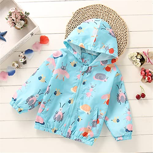 Baby Girls Hooded Jacket Zipper Printed Windproof Outerwear 𝗪aterproof Loose Casual Raincoat with Pocket2