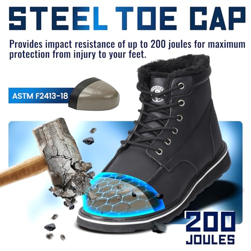 ANGRYRAM Winter Steel Toe Boots for Men Moc Toe Waterproof Work Boots Men's Comfortable Steel Toe Wedge Safety Boots Lightweight Indestructable Construction Boots3