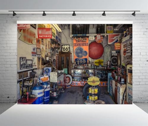 Fondo fotográfico BELECO 7x5ft Ruta 66 gasolinera miniatura 3
