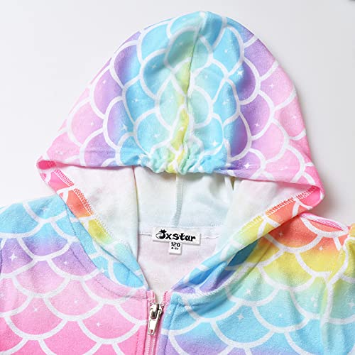 Jxstar Roupão infantil com zíper para praia, piscina, saída de praia, Sereia 652, 10-11 Years