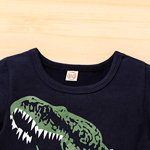 Seven Young Toddler Baby Boy Summer Clothes Dinosaur Printed Short Sleeve T-Shirt Top + Short Pants 2Pcs Boys Outfit Set (Green, 12-18 Months) #TOP2