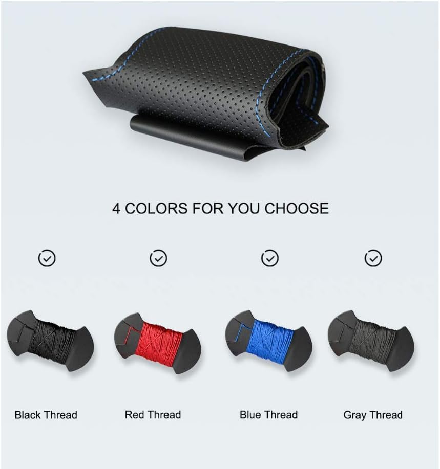 Miniatura 4 de Steering Wheel Protector Cover,for Kia K3 2013 K3S 2014 K2 Rio 2015 2016 Ceed 2012-2017 Cerato 2013-2017,DIY Hand-Stitched Leather Car Steering