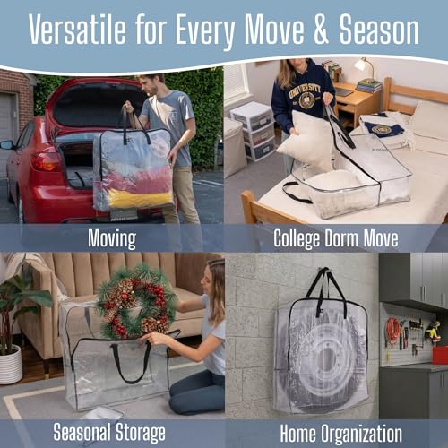 Image of VENO 10 Pack Summer Wreath Storage Bag, Spring, Christmas Decoration Garland Container, 30 Inch Clear Door Wreath Organizers, Moving Boxes, Packing Supplies for College (Square - 10 Pack)