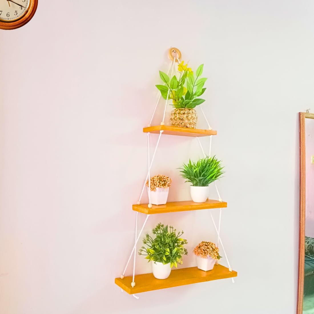 ILook Decors Macrame Wall Hanging Shelf with Wooden Beads & Ring Wall Floating Shelf for Home Decor | Living Room | Wall Decor & Wall Decor (3 Tier Ascending) (B0D2KTNXBW) Amazon Price History, Amazon Price Tracker