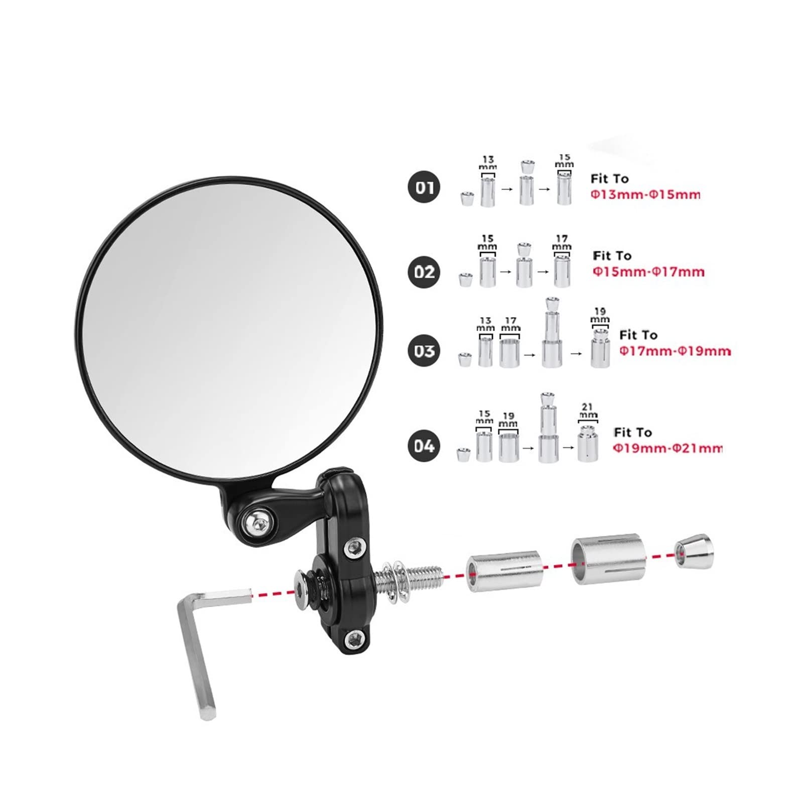 Motorrad Spiegel Für Für For MT07 Für For MT09 Für R1 Für R3 Für CB125R Für CBF125 Für Z900 Für Z750 Roller Fahrrad Spiegel Rückspiegel (Farbe : Bundle 2)