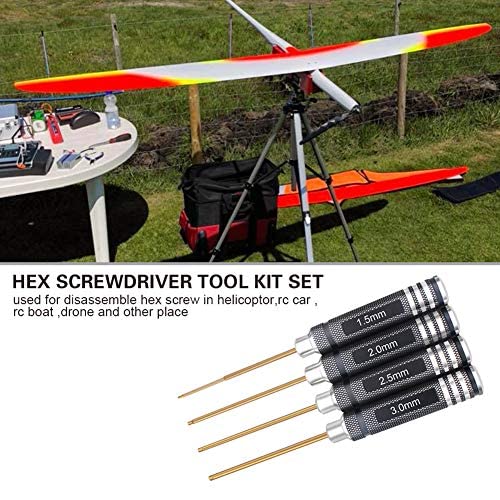 Ziqing 4Pcs 1.5Mm 2.0Mm 2.5Mm 3.0Mm Hex Screw Driver Set Hex Key Set Rc Tools Titanium Hexagon Screwdriver Tool Kit For Multi-Axis Fpv Racing Drone Rc Quadcopter Helicopter Car Models #TOP6