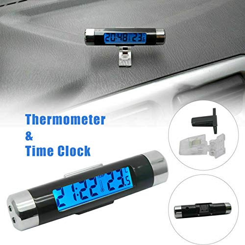Car Thermometer Clock 2 in 1 Clock Small and Portable LCD Monitor Automotive BacklightClip-on Digital