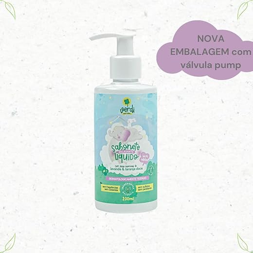 Sabonete Líquido Infantil Vegano Ingredientes Naturais Óleos Essenciais Verdi Natural