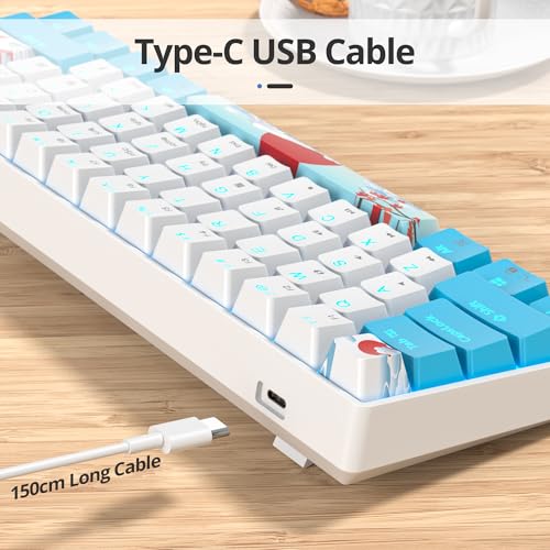 Image of 60 Percent Gaming Keyboard 61 Keys Wired Mechanical Keyboard Ultra Compact Key Board Red Switch LED Backlit for Windows Laptop Gamer(61Sea)
